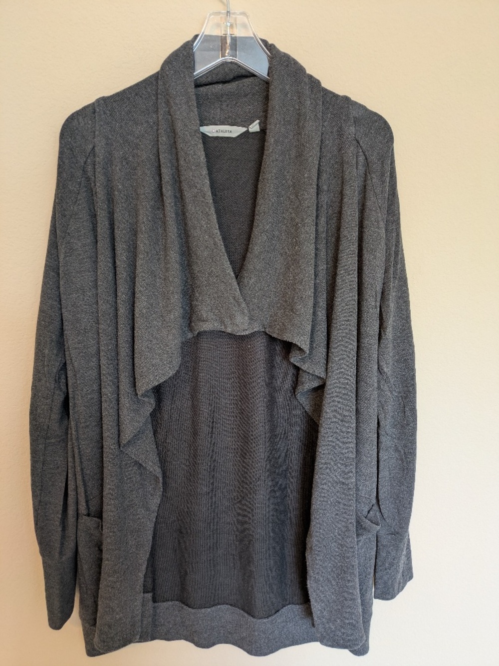Athleta Pranayama Restore Wrap Sweater Dark Gray